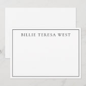 Minimalist White | Modern Simple Border Monogram Notitiekaartje (Voorkant / Achterkant)