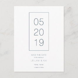 Minimalist White & Navy Save the Date Briefkaart