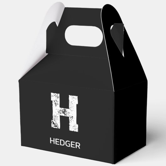 MINIMALIST WHITE ONE LETTER MONOGRAM NAME BLACK  BEDANKDOOSJES (Voorkant)
