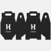 MINIMALIST WHITE ONE LETTER MONOGRAM NAME BLACK  BEDANKDOOSJES (Ongevouwen)