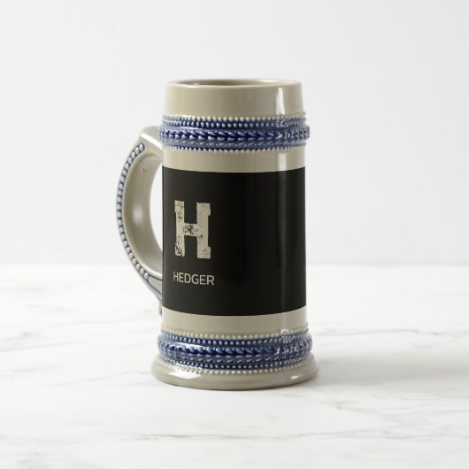 MINIMALIST WHITE ONE LETTER MONOGRAM NAME BLACK BIERPUL (Voorkant links)