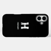 MINIMALIST WHITE ONE LETTER MONOGRAM NAME BLACK Case-Mate iPhone CASE (Achterkant (horizontaal))