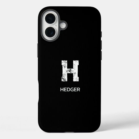 MINIMALIST WHITE ONE LETTER MONOGRAM NAME BLACK Case-Mate iPhone CASE (Achterkant)