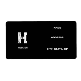 MINIMALIST WHITE ONE LETTER MONOGRAM NAME BLACK ETIKET