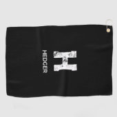 MINIMALIST WHITE ONE LETTER MONOGRAM NAME BLACK  GOLFHANDDOEK (Horizontaal)