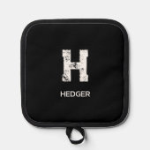 MINIMALIST WHITE ONE LETTER MONOGRAM NAME BLACK PANNENLAP (Voorkant)