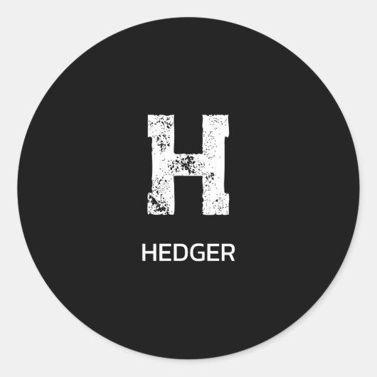 MINIMALIST WHITE ONE LETTER MONOGRAM NAME BLACK RONDE STICKER (Voorkant)