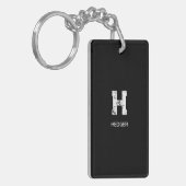 MINIMALIST WHITE ONE LETTER MONOGRAM NAME BLACK SLEUTELHANGER (Voorkant Links)