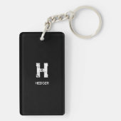 MINIMALIST WHITE ONE LETTER MONOGRAM NAME BLACK SLEUTELHANGER (achterkant)