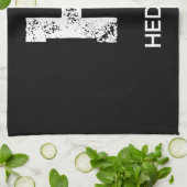 MINIMALIST WHITE ONE LETTER MONOGRAM NAME BLACK  THEEDOEK (Gevouwen)