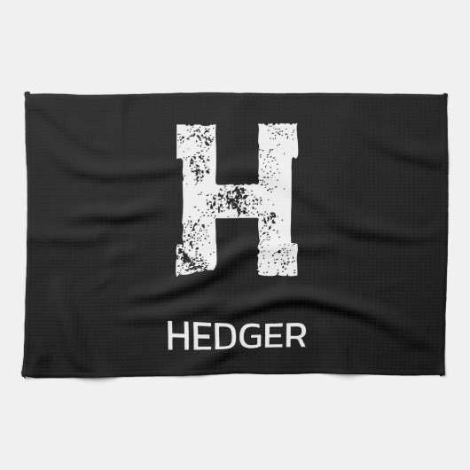 MINIMALIST WHITE ONE LETTER MONOGRAM NAME BLACK  THEEDOEK (Horizontaal)