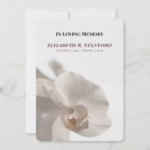 Minimalist White Orchid Memorial Program Kaart (Voorkant)