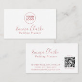 Minimalist White Pink Scan Code Business Card Visitekaartje (Voorkant / Achterkant)