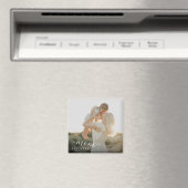 Minimalist White Script Mom Est Year Magneet (Insitu (Vaatwasser))