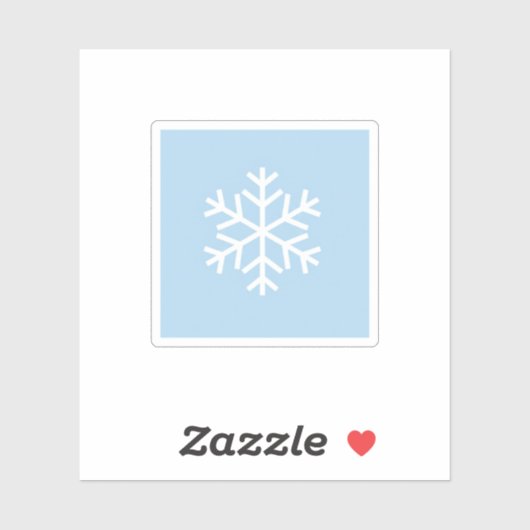 Minimalist White Snowflake on Pastel Blue Winter  Sticker (Vel)
