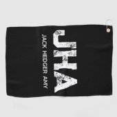 MINIMALIST WHITE THREE LETTER MONOGRAM NAME BLACK  GOLFHANDDOEK (Horizontaal)