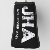 MINIMALIST WHITE THREE LETTER MONOGRAM NAME BLACK  GOLFHEADCOVER (Draai 90)