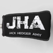 MINIMALIST WHITE THREE LETTER MONOGRAM NAME BLACK  GOLFHEADCOVER (Voorkant)
