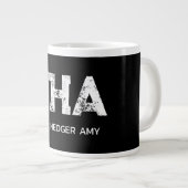 MINIMALIST WHITE THREE LETTER MONOGRAM NAME BLACK GROTE KOFFIEKOP (Voorkant rechts)
