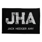 MINIMALIST WHITE THREE LETTER MONOGRAM NAME BLACK  KUSSENSLOOP (Achterkant)