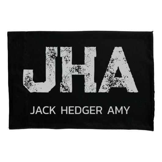 MINIMALIST WHITE THREE LETTER MONOGRAM NAME BLACK  KUSSENSLOOP (Voorkant)