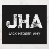 MINIMALIST WHITE THREE LETTER MONOGRAM NAME BLACK LIKEURFLES ETIKET (Enkel label)