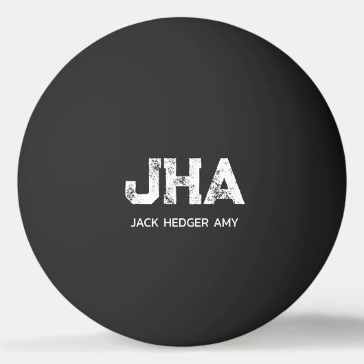 MINIMALIST WHITE THREE LETTER MONOGRAM NAME BLACK PINGPONGBAL (Voorkant)