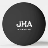 MINIMALIST WHITE THREE LETTER MONOGRAM NAME BLACK PINGPONGBAL (Achterkant)