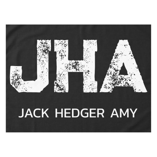 MINIMALIST WHITE THREE LETTER MONOGRAM NAME BLACK  TAFELKLEED (Voorkant (Horizontaal))