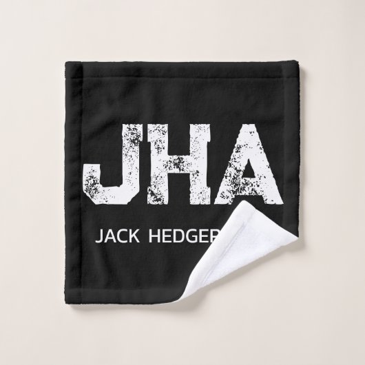 MINIMALIST WHITE THREE LETTER MONOGRAM NAME BLACK  WASHANDJE (Wasdoekje)