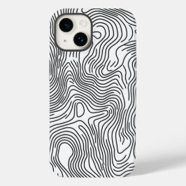 Minimalist White Topographic Line Art 🌍 Case-Mate iPhone 14 Hoesje