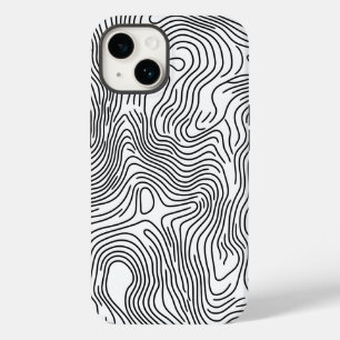 Minimalist White Topographic Line Art 🌍 Case-Mate iPhone 14 Hoesje