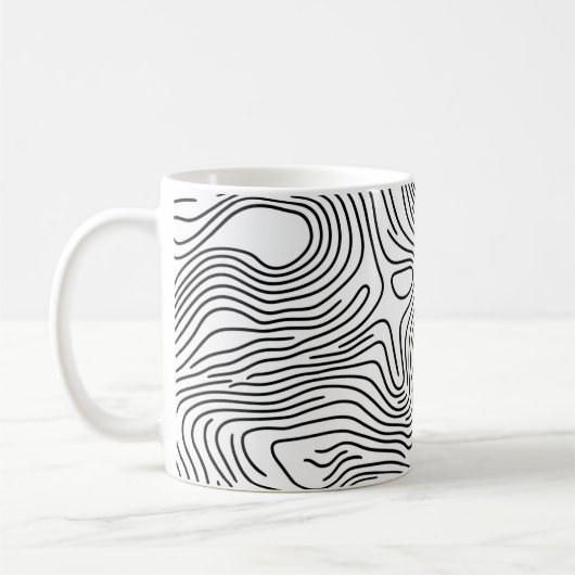 Minimalist White Topographic Line Art 🌍 Koffiemok (Links)
