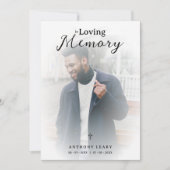 Minimalist White Transparent Overlay Photo Funeral Kaart (Voorkant)