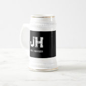 MINIMALIST WHITE TWO LETTER MONOGRAM NAME BLACK BIERPUL (Voorkant links)