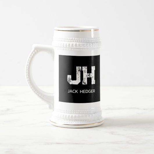 MINIMALIST WHITE TWO LETTER MONOGRAM NAME BLACK BIERPUL (Links)