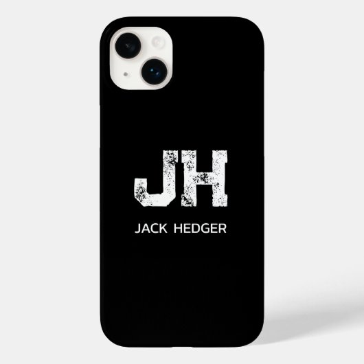 MINIMALIST WHITE TWO LETTER MONOGRAM NAME BLACK Case-Mate iPhone CASE (Achterkant)