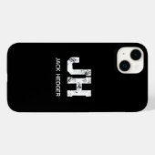 MINIMALIST WHITE TWO LETTER MONOGRAM NAME BLACK Case-Mate iPhone CASE (Achterkant (horizontaal))