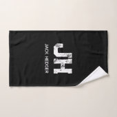 MINIMALIST WHITE TWO LETTER MONOGRAM NAME BLACK  HANDDOEK (Handdoek)