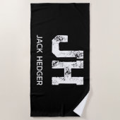 MINIMALIST WHITE TWO LETTER MONOGRAM NAME BLACK STRANDLAKEN (Voorkant)