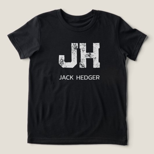 MINIMALIST WHITE TWO LETTER MONOGRAM NAME BLACK Tri-Blend SHIRT (Design voorkant)