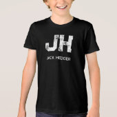 MINIMALIST WHITE TWO LETTER MONOGRAM NAME BLACK Tri-Blend SHIRT (Voorkant)
