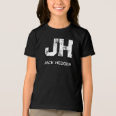 MINIMALIST WHITE TWO LETTER MONOGRAM NAME BLACK Tri-Blend SHIRT (Voorkant)