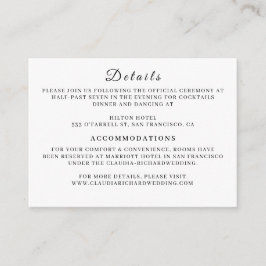 Minimalist White Wedding Enclosure Card | Earthy  Informatiekaartje
