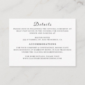 Minimalist White Wedding Enclosure Card | Earthy  Informatiekaartje