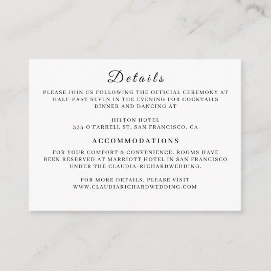 Minimalist White Wedding Enclosure Card | Earthy  Informatiekaartje (Voorkant)