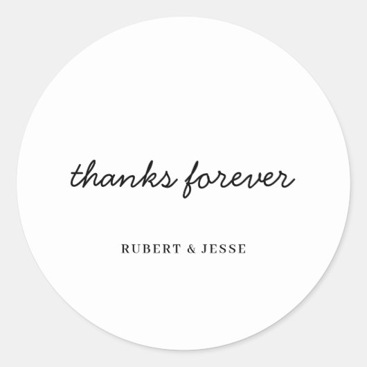 Minimalist White Wedding Thank You Sticker (Voorkant)
