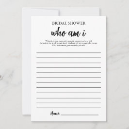 Minimalist Wie Ben Ik Vrijgezellenfeest Game Kaart