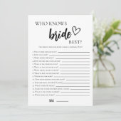 Minimalist Wie kent de bruid de meest spel Kaart (Staand voorkant)