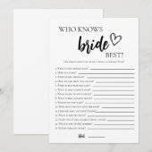 Minimalist Wie kent de bruid de meest spel Kaart (Voorkant / Achterkant)